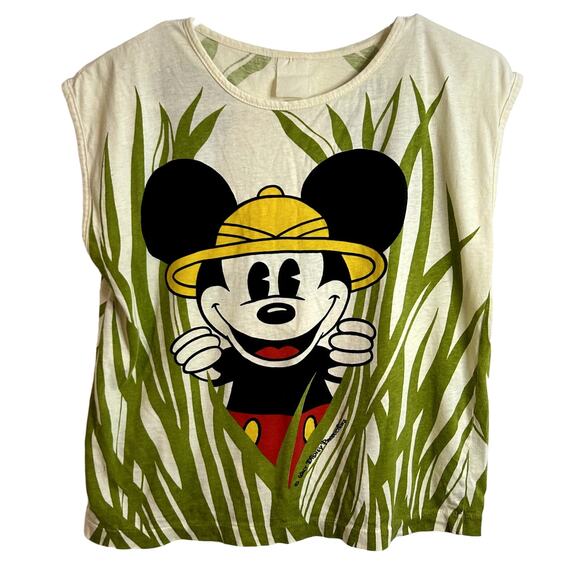 Vintage Mickey Disney Safari 90s AOP Italian Caro Amoroso Tee Size Small - Picture 1 of 4